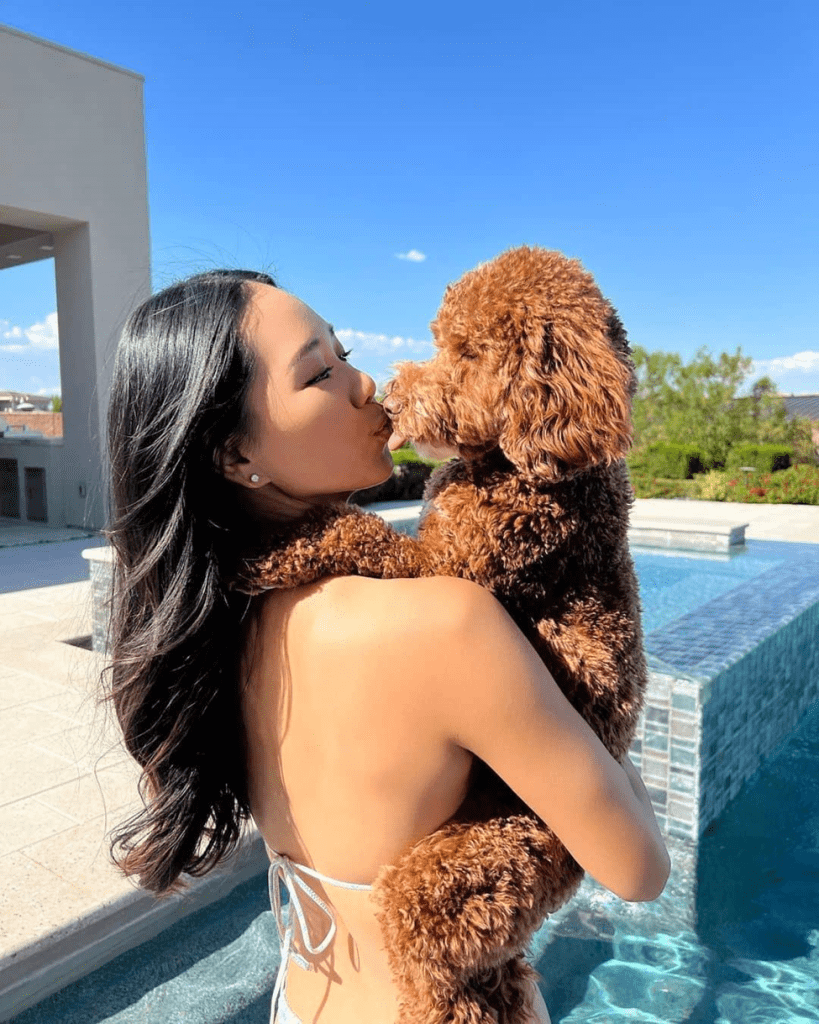 Katherine Zhu with her dog