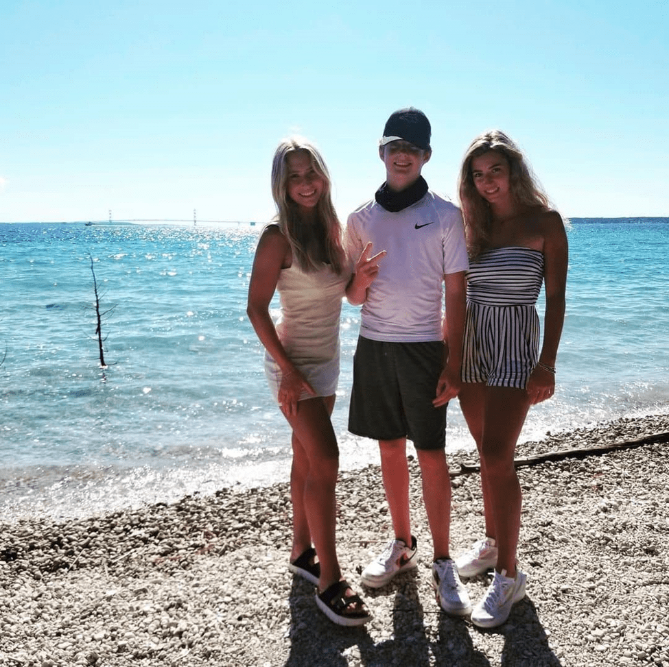 ”Spending family time” Lilia Schneider with her brother Liam and her sister Estelle 
