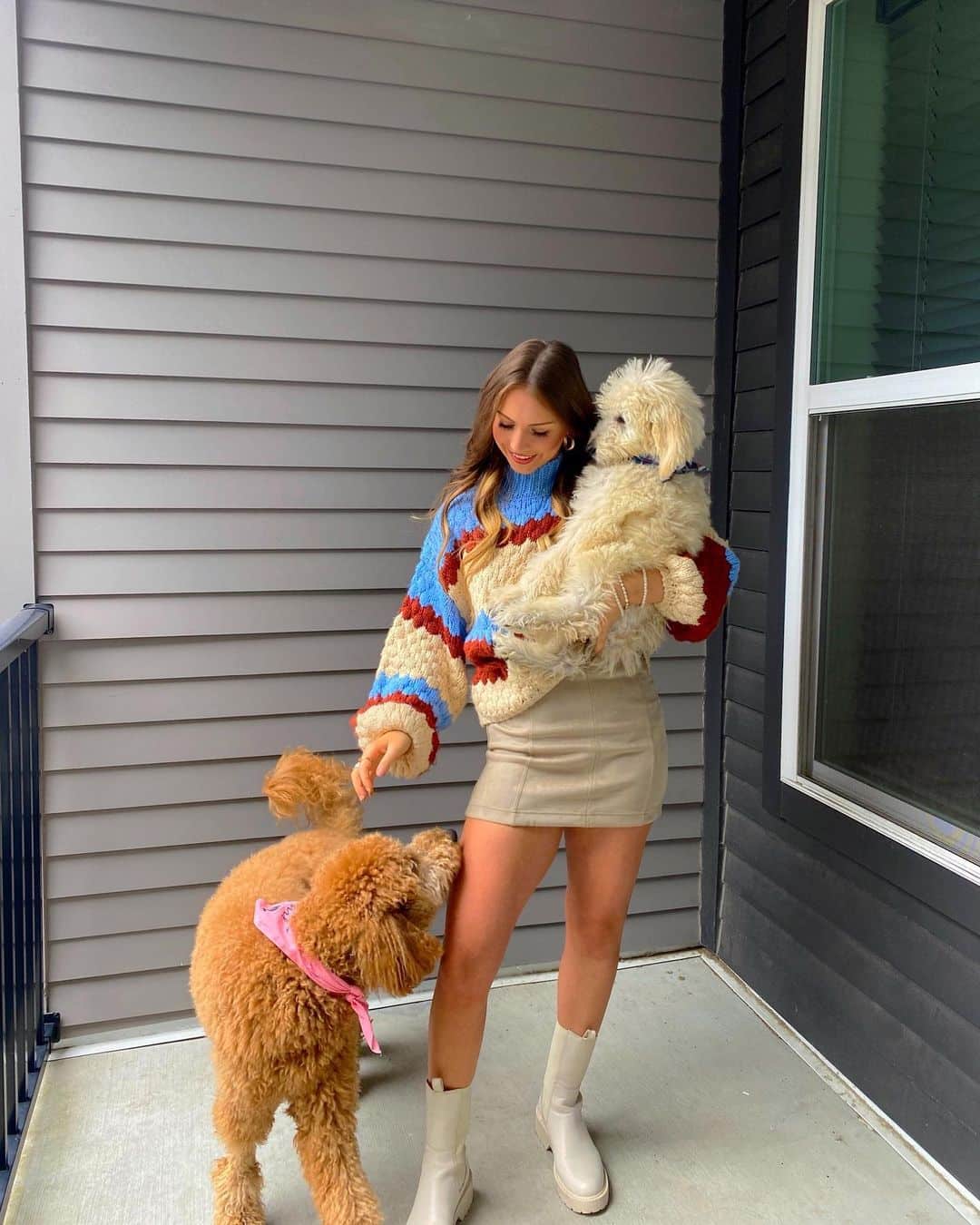 Presleigh Schultz from her Instagram: "Fall days and these pups = the perfect combination 🐾🫶🏼🤎🍂" 