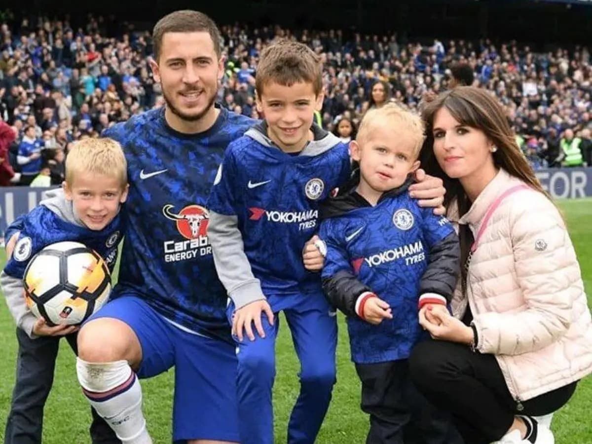 Eden Hazard and Natacha Van Honacker with their 3 children - Yannis, Leo and Sammy  